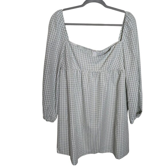 Gianni Bini Size 12 Long Sleeve Dress Green/White Checkered NWT - Picture 1 of 11